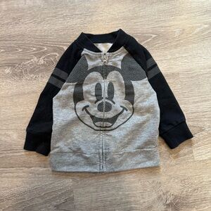 Disney Mickey Mouse Zip Up Sweatshirt Baby Toddler Gray Black Size 12 Months